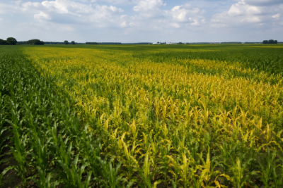 yellowing corn with nitrogen loss